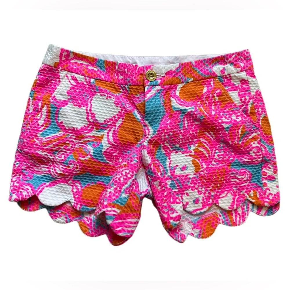Lily Pulitzer Women's Multicolor Buttercup Shorts Side Zip Size 0 100% Cotton